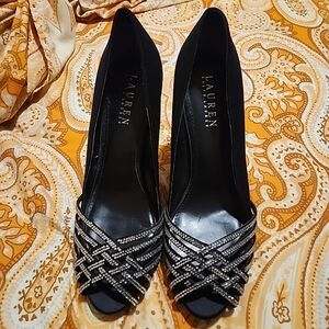 Lauren Ralph Lauren Black Heels with Silver Detailing